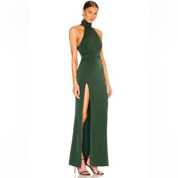 NBD Everett gown dress green maxi strappy backless Revolve NWT XL - Picture 4 of 11